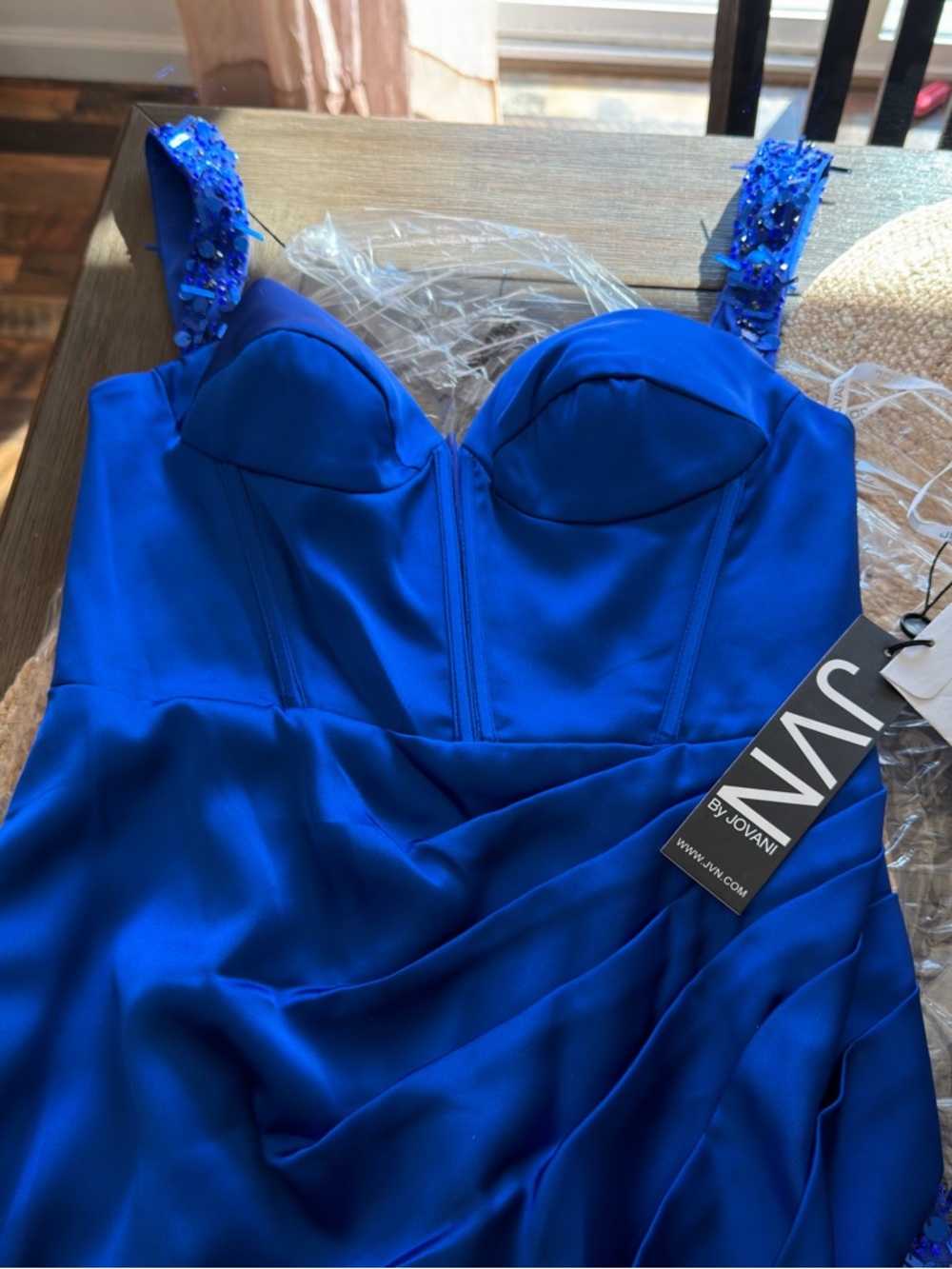 Jovani Royal Blue Satin Dress JVN24336 Size 4
